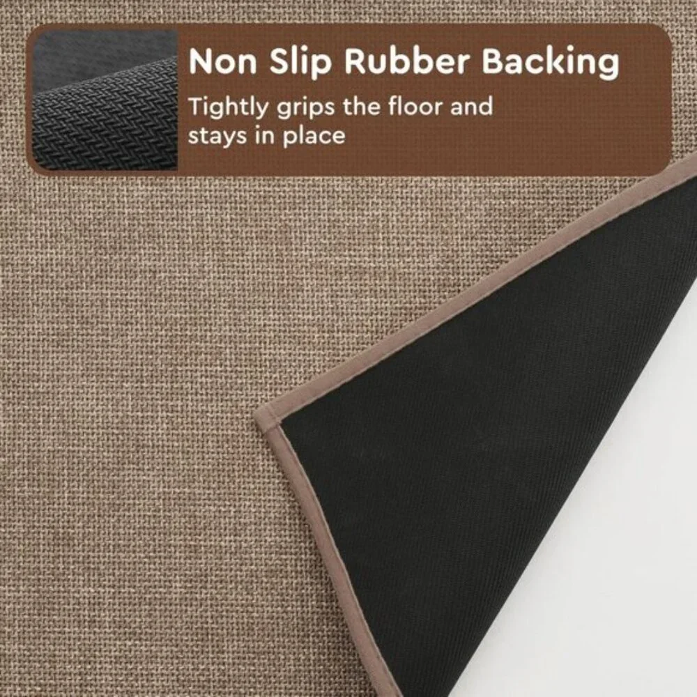 New 20x32In Tan Kitchen Mat, Non Slip Washable Rug with Rubber Back for Floor